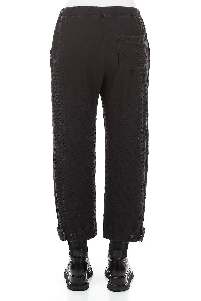 Tapered Grey Wavy Cotton Trousers