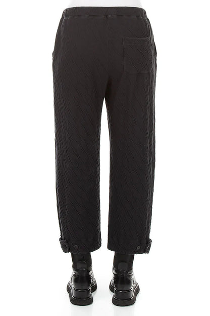 Tapered Grey Wavy Cotton Trousers