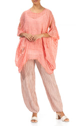 Tapered Pastel Pink Crinkled Silk Trousers 4