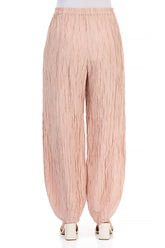 Tapered Pastel Pink Crinkled Silk Trousers 2