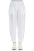 Tapered Pockets White Linen Trousers 1