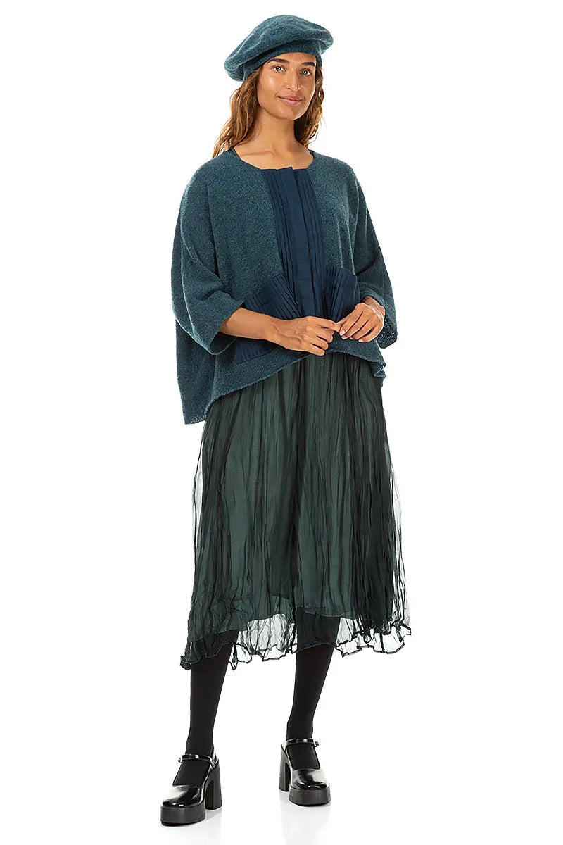 Teal Knitted Wool Beret 2