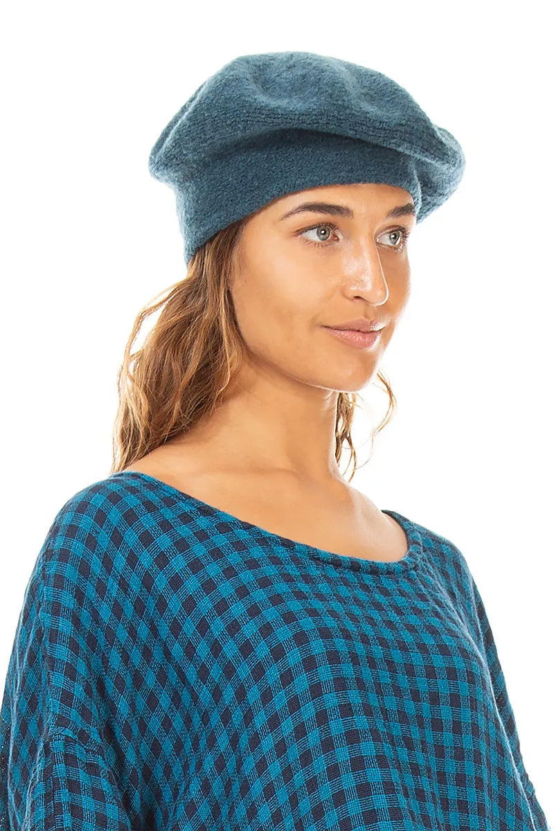 Teal Knitted Wool Beret 3