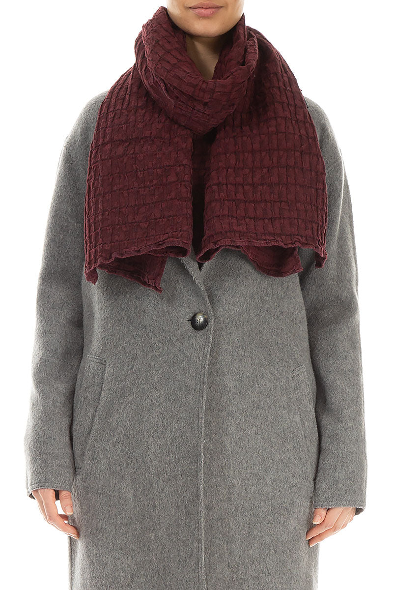 Textured Burgundy Linen Scarf 1