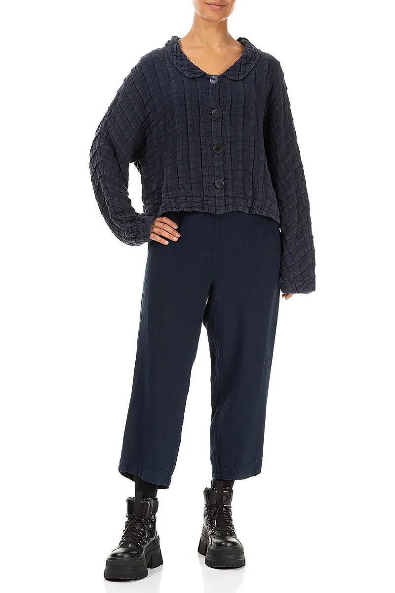 Textured Navy Linen Jacket 4