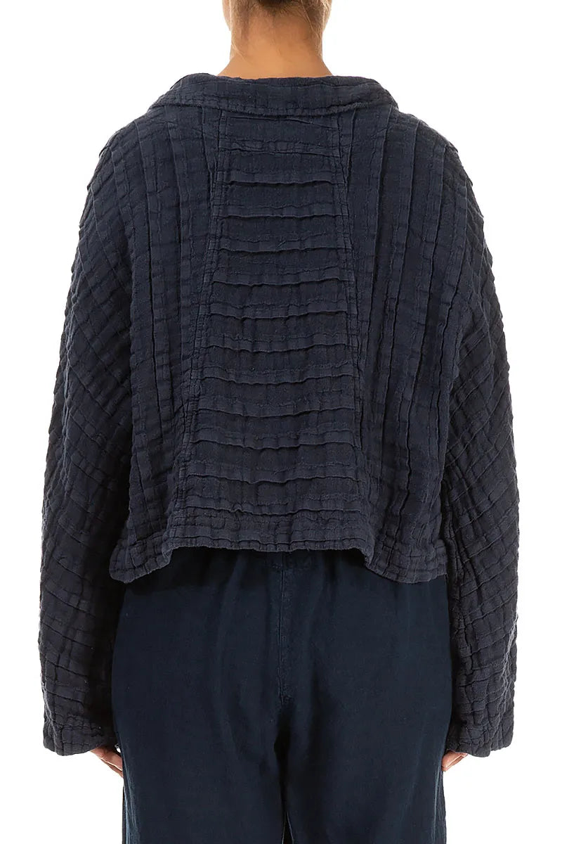 Textured Navy Linen Jacket 2