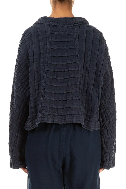 Textured Navy Linen Jacket 2