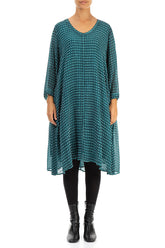 Textured Teal Silk Rayon Dress 1