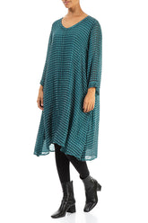 Textured Teal Silk Rayon Dress 3