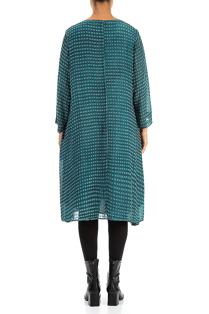 Textured Teal Silk Rayon Dress 2