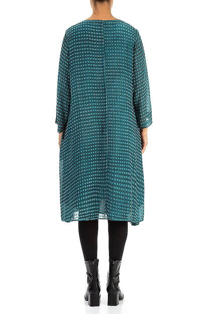 Textured Teal Silk Rayon Dress 2