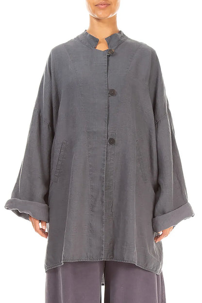 Three Button Grey Linen Jacket