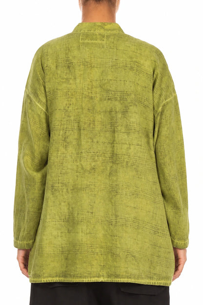 Three Button Washed Out Lime Linen Jacket
