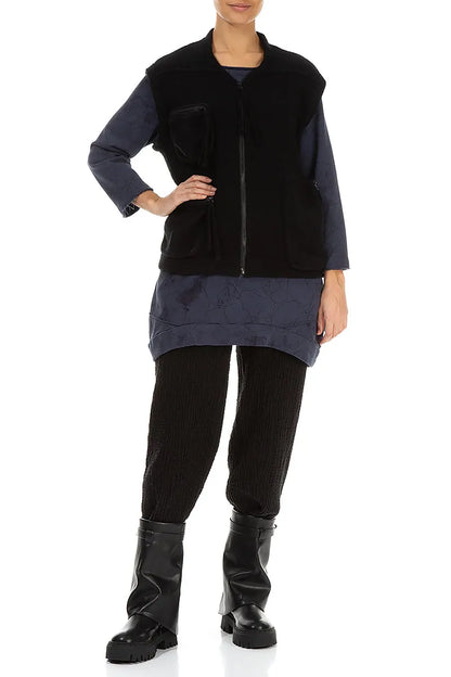 Three Pockets Black Wool Gilet 4