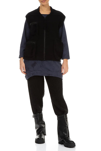 Three Pockets Black Wool Gilet 5