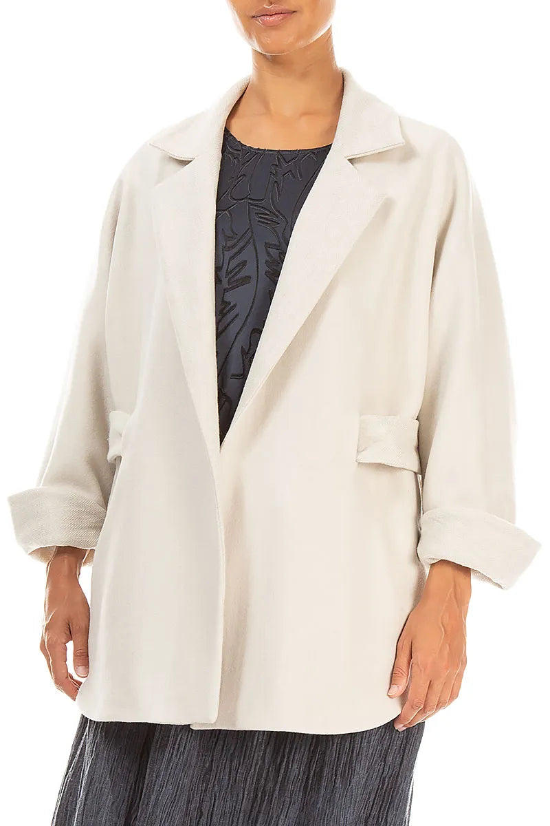 Tie Detail Cream Wool Coat 3