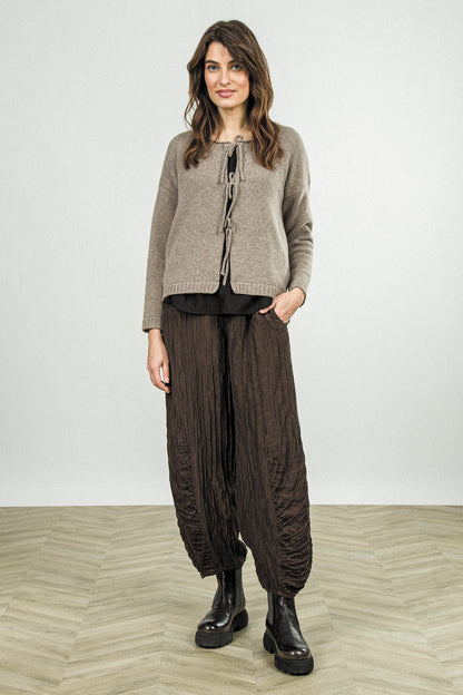 Tie Front Beige Cashmere Cardigan 6