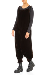 Tie Strap Chocolate Silk Velvet Jumpsuit 4