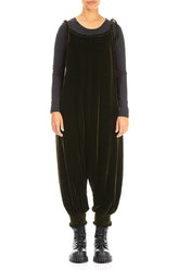 Tie Strap Forest Mist Silk Velvet Jumpsuit 1