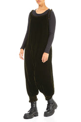 Tie Strap Forest Mist Silk Velvet Jumpsuit 3