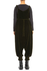 Tie Strap Forest Mist Silk Velvet Jumpsuit 2