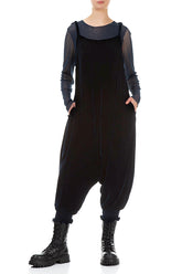 Tie Strap Navy Silk Velvet Jumpsuit 5