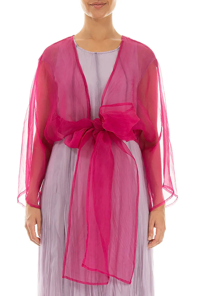 Jacke aus fuchsiafarbenem Seidenchiffon zum Binden