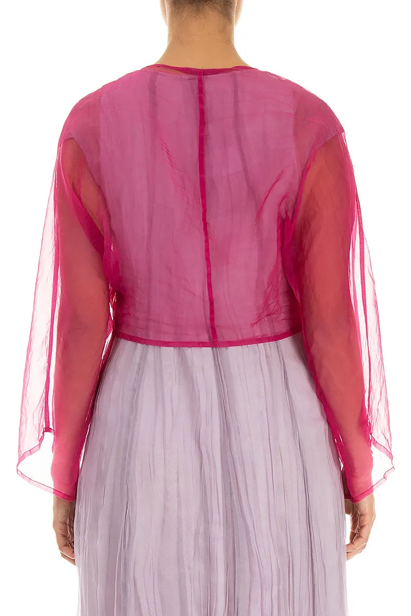 Jacke aus fuchsiafarbenem Seidenchiffon zum Binden