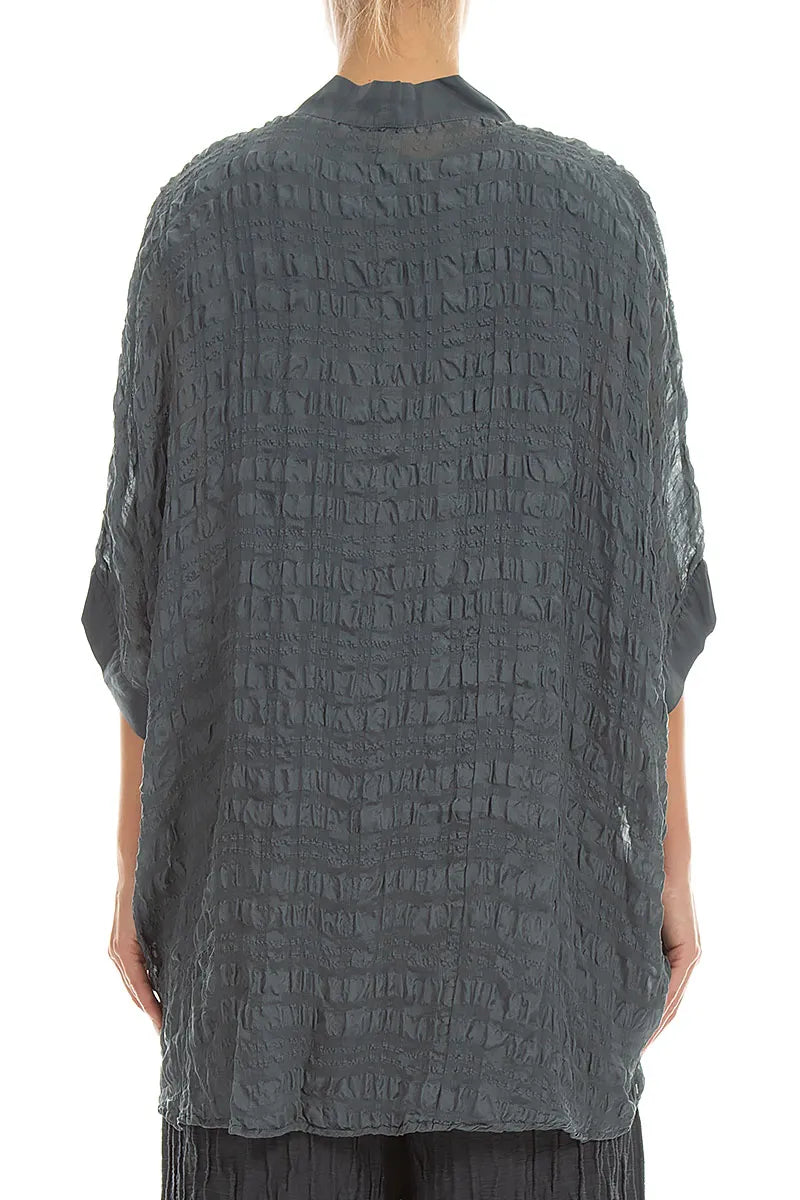 Tie Up Graphite Textured Silk Jacket