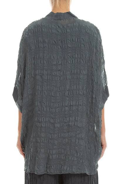 Jacke aus grauer, strukturierter Seide zum Binden