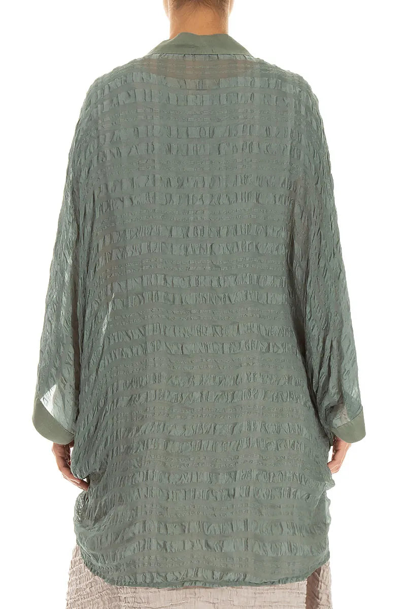 Tie Up Sage Textured Silk Jacket 2