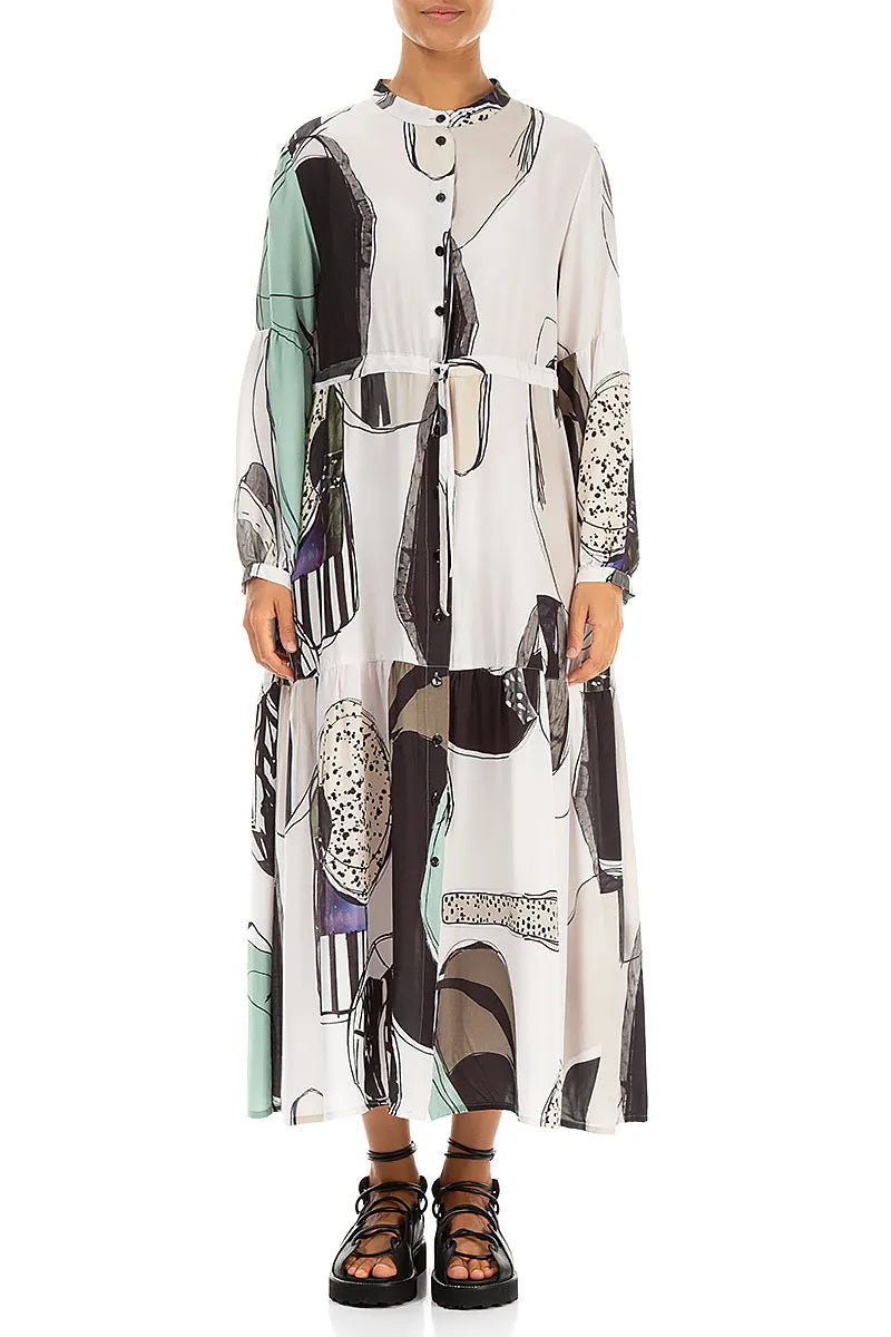 Tie Up Tumbled Stone Silk Bamboo Dress 1