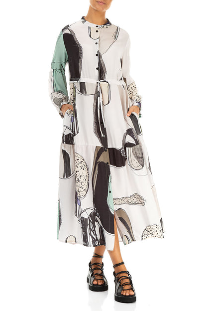 Tie Up Tumbled Stone Silk Bamboo Dress 4