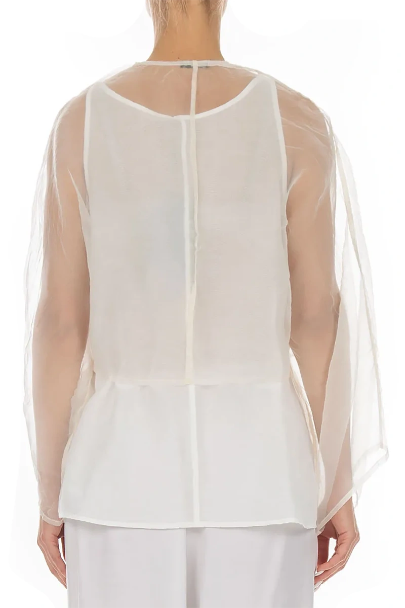 Tie Up White Silk Chiffon Jacket 2
