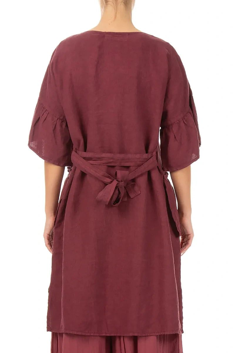 Tiered Antique Ruby Linen Tunic Dress