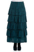 Tiered Crinkled Teal Silk Maxi Skirt 1