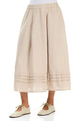 Tiered Hem Beige Linen Skirt 3