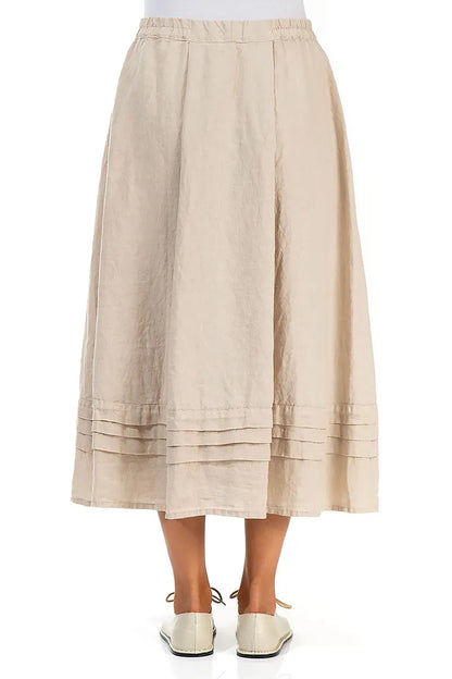 Tiered Hem Beige Linen Skirt 2