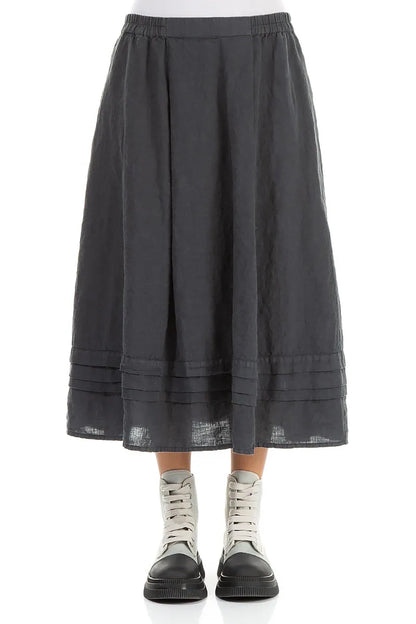 Tiered Hem Graphite Linen Skirt 1