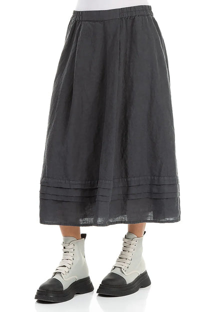Tiered Hem Graphite Linen Skirt 3