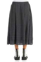 Tiered Hem Graphite Linen Skirt 2