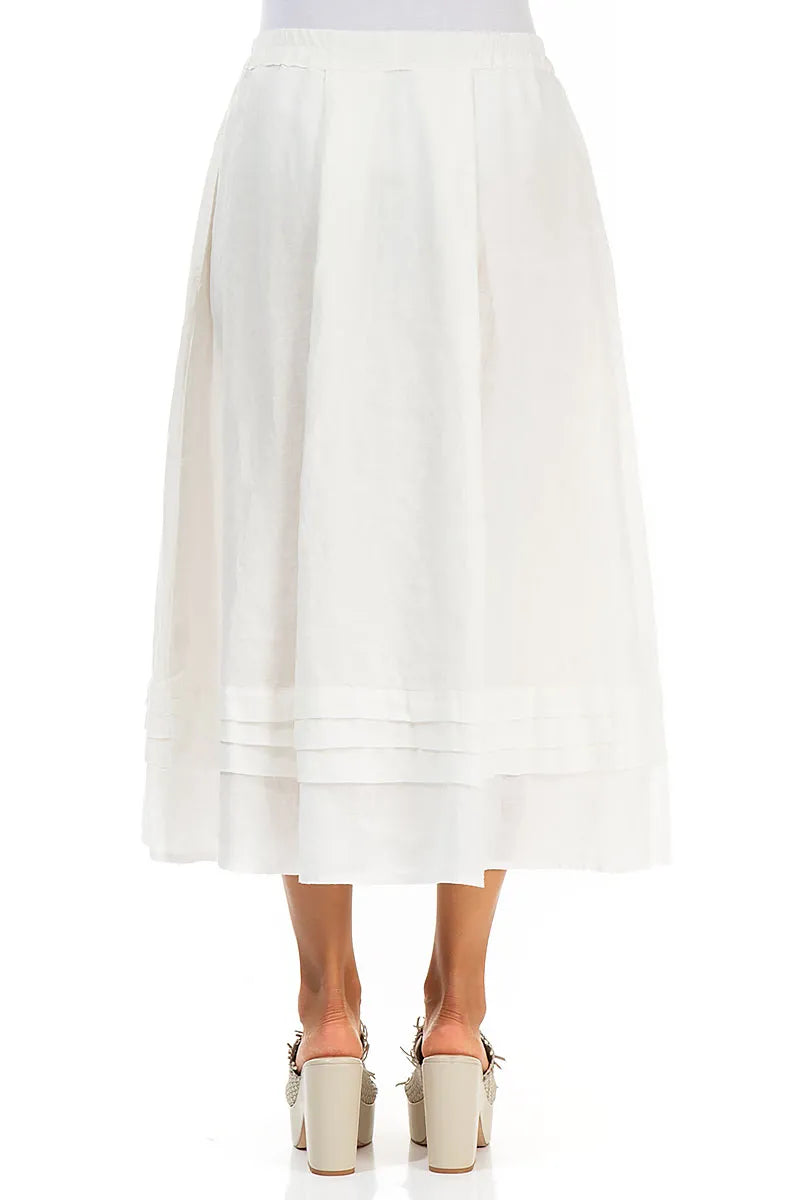 Tiered Hem Off White Linen Skirt 2