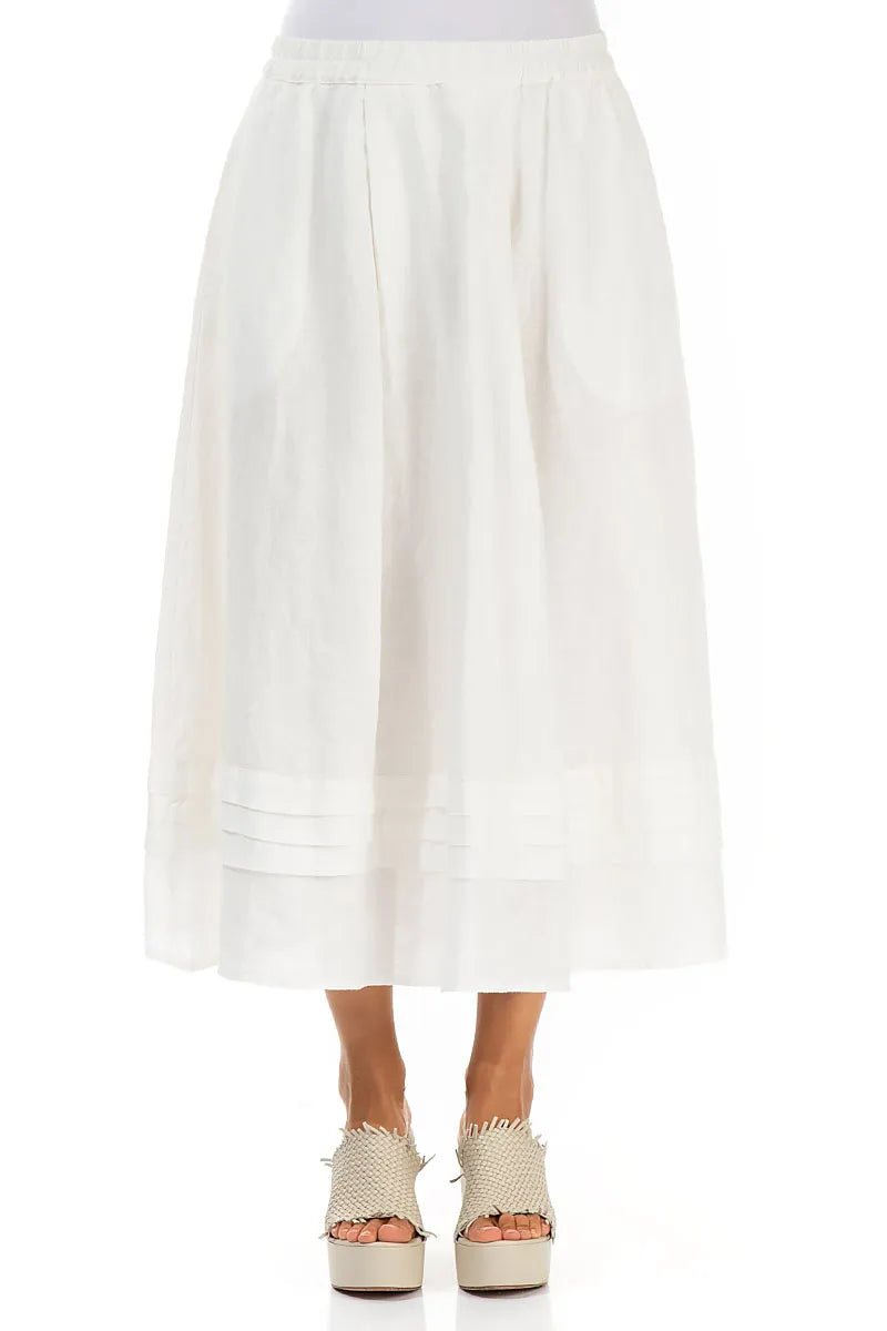Tiered Hem Off White Linen Skirt 1