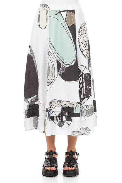 Tiered Hem Tumbled Stone Linen Skirt 1