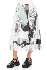 Tiered Hem Tumbled Stone Linen Skirt 3