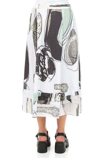 Tiered Hem Tumbled Stone Linen Skirt 2