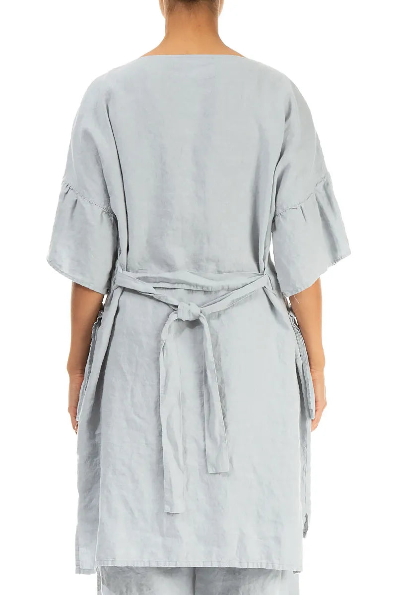 Tiered Silver Grey Linen Tunic Dress 2