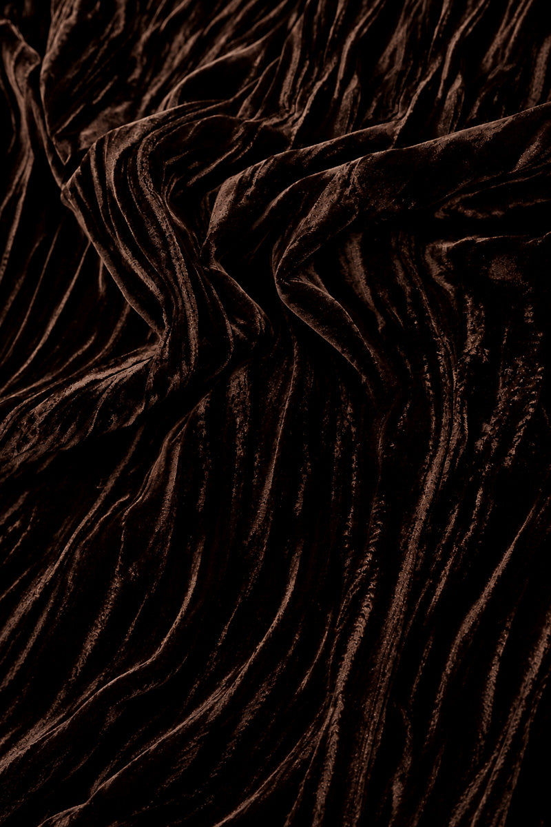 Truffle Brown Crumpled Silk Velvet Scarf 4