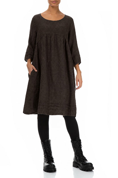 Truffle Brown Mélange Linen Smock Dress 4