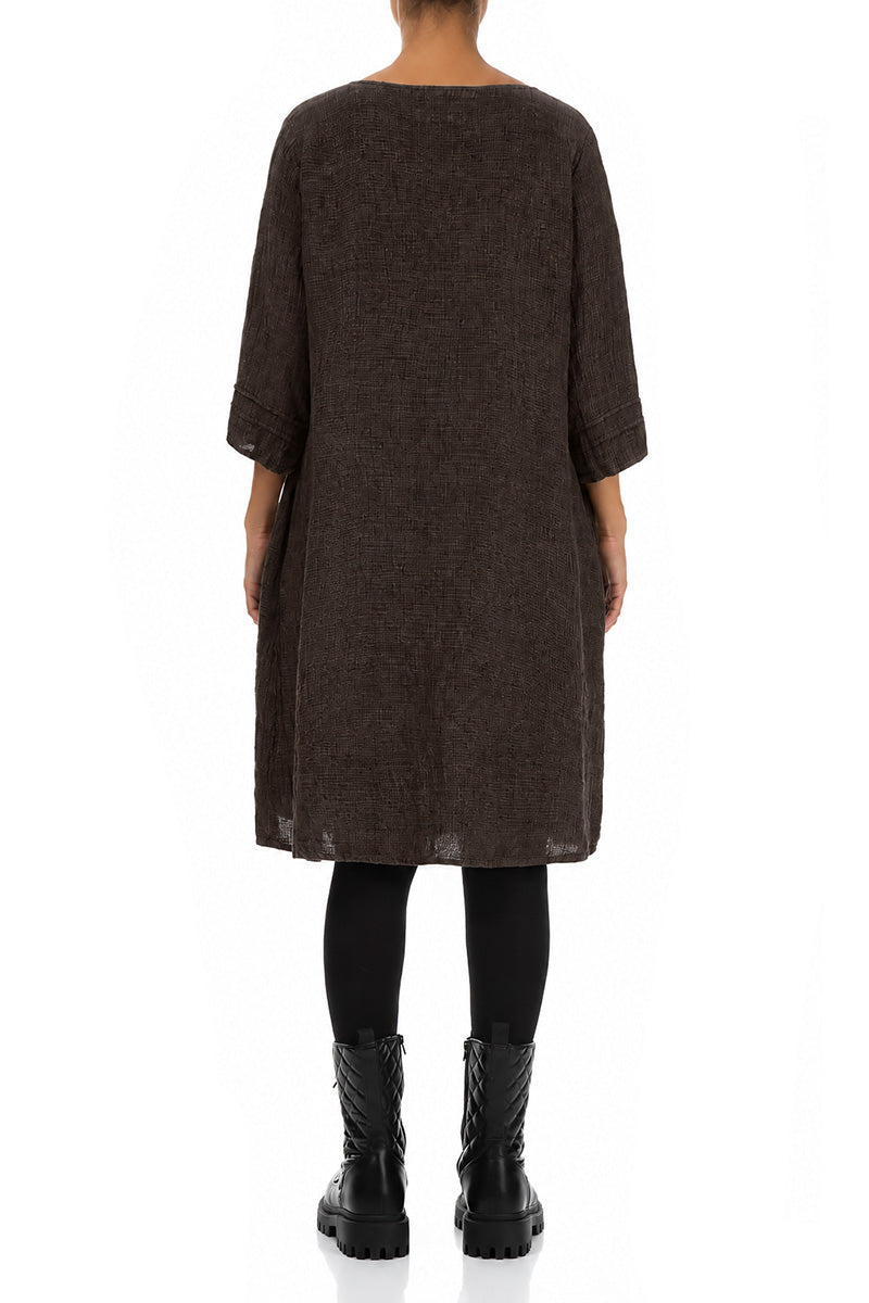 Truffle Brown Mélange Linen Smock Dress 2